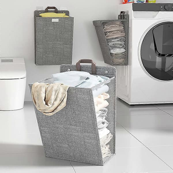 Stor vasketøjskurv Praktisk foldbar opbevaringsboks til snavset vasketøj til badeværelse Grå Medium Grey Medium