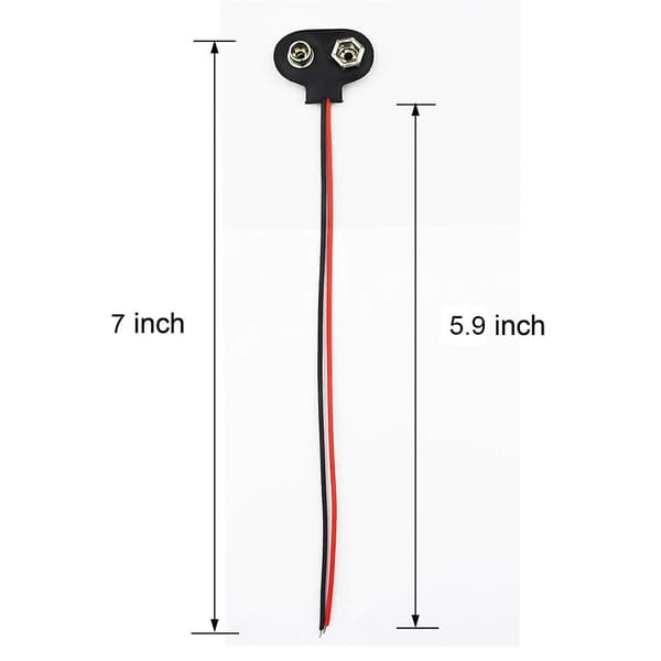 30 kpl 9 voltin paristopidike, kontaktiparistoliittimet (30 kpl - 15 cm)