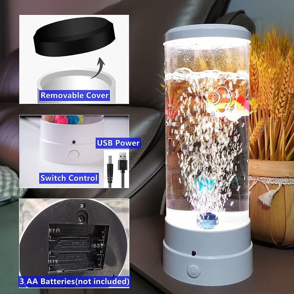 Manet Akvarium Bubblor Lampa Nattlampa Present till Barn, Vit