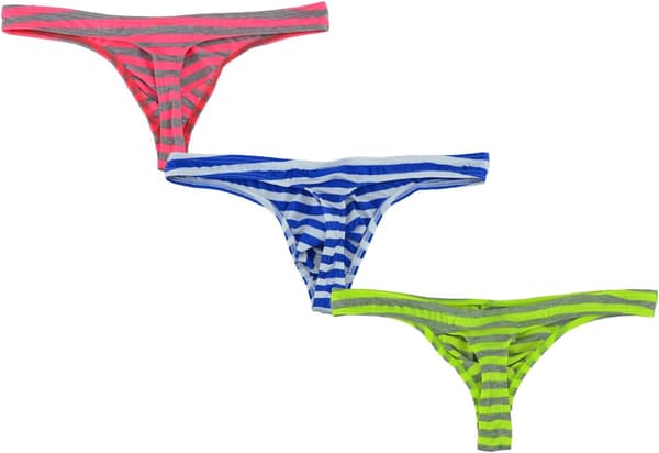 NNK22 Tanga för män, elastisk, slät, randig, 3-pack färg 1 M Farbe 1 M