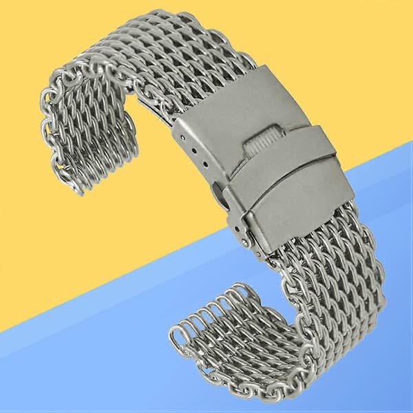 Metallarmbånd haienett-klokkerem for klokke 22 mm sølvrem[DB]