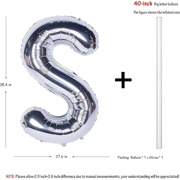 40 tuuman jättimäiset heliumfoliopallon kirjaimet juhlakoristeisiin, hopea B