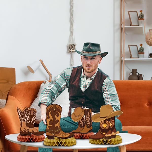 7 st Western Party Centerpieces Wild West Honeycomb Decor -