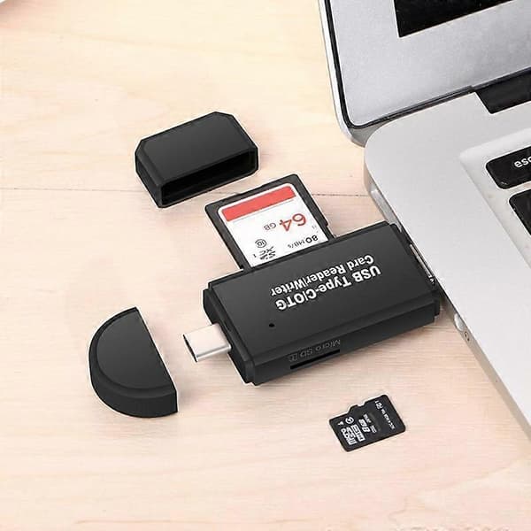 3-i-1 Multifunktionell Typ-C USB 3.0 Micro-USB TF SD OTG Minneskortläsare