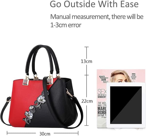 Handväskor fashionabla damhandväskor för damer blommönster crossbody väskor skarvning färg axelväskor Röd Red