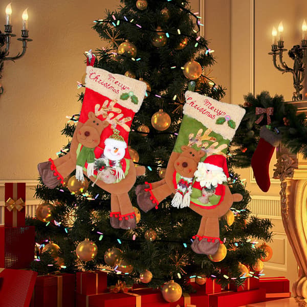 Store julestrømper Elgformede dekorative strømper Juletrepynt Julehjemdekorasjon A A