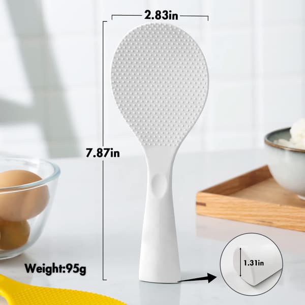 FireKylin Risskopa, Silikonspatel för ris med non-stick rissked, värmebeständig rissked, serveringssked för ris (vit)