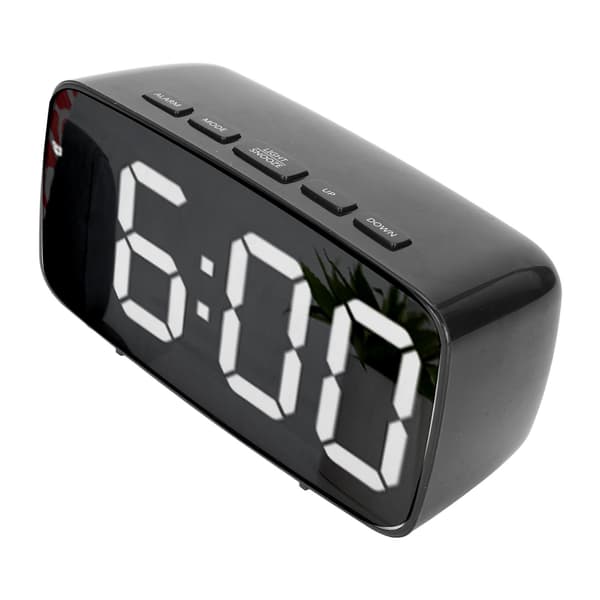 Digital väckarklocka Stor speglad LED-display Klocka Batteri USB-laddning Dubbel användning Elektronisk klocka för sovrum Studentrum