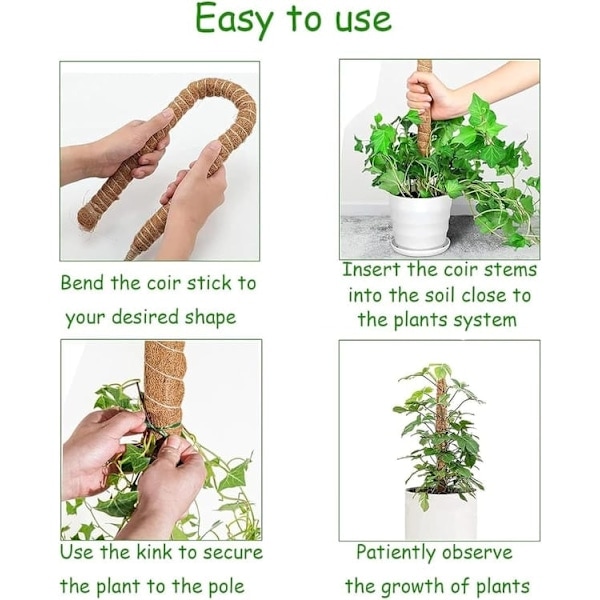 Mossstöd för växter 120 cm, böjbar mosskäpp för klätterväxter Monstera Murgröna 2-pack-FF- 2-pack 2-pack