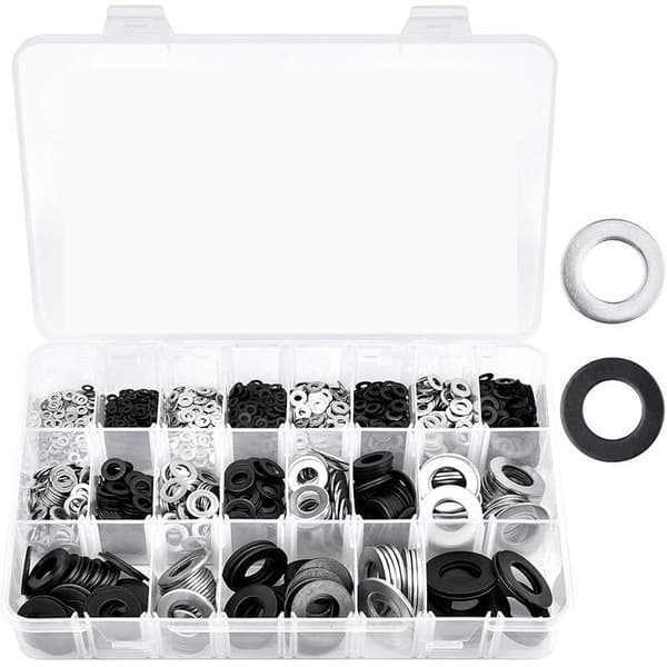 Flat Washers - 1300 Pcs Flat Washers Series 10 Sizes Stainless Steel Flat Washers and Lock Washers Washer Assortment