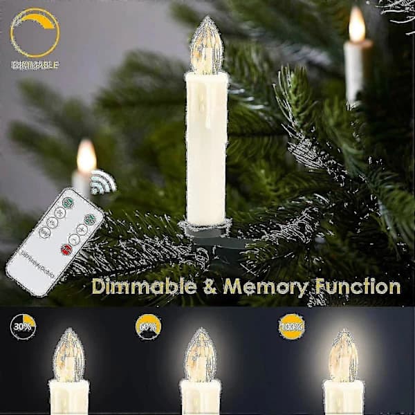 40 LED Warm White Christmas Tree Lights with Remote Control & Batteries