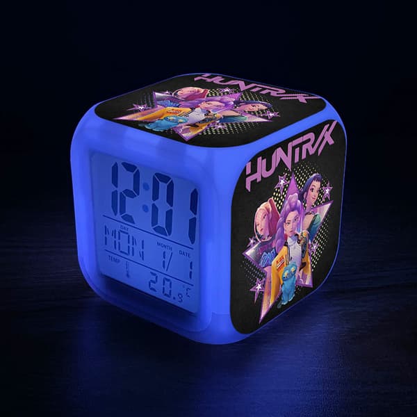Cute K-Pop Demon Hunter Alarm Clock, Silent Digital Clock with Date and Temperature Display - Style 1