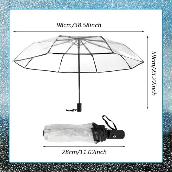 Automatic Folding Transparent Umbrella, Automatic Opening and Closing Transparent Folding Umbrella Transparent Umbrella