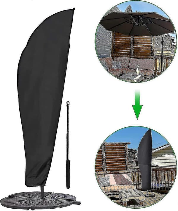 Aurinkovarjon suojus 3m 4m vetoketjulla 1,4m pitkä teleskooppitangolla, 280x30/81/45cm.-FA-