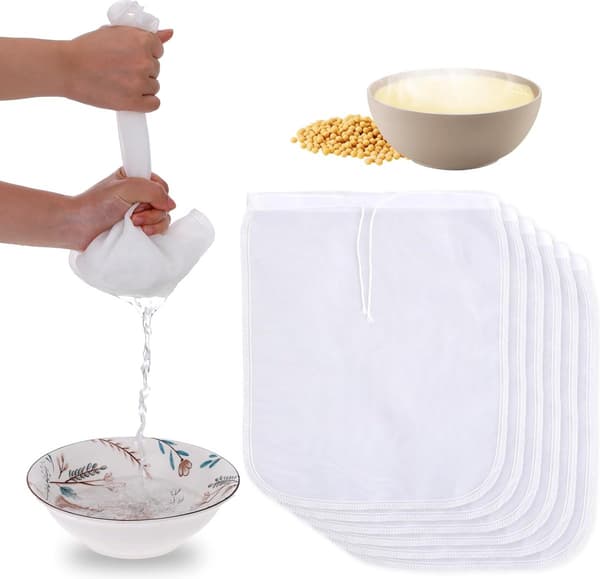 Pieces Nøddemælkspose til Si 30x25 cm Genanvendelig Nylon Osteklæde til Juice Kaffe Yoghurt Te ...