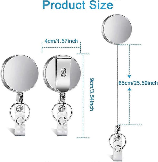 2 Stycken Stålkabel Infällbar Nyckelring, Infällbar Märkeshållare, Infällbar Nyckelring, Metall