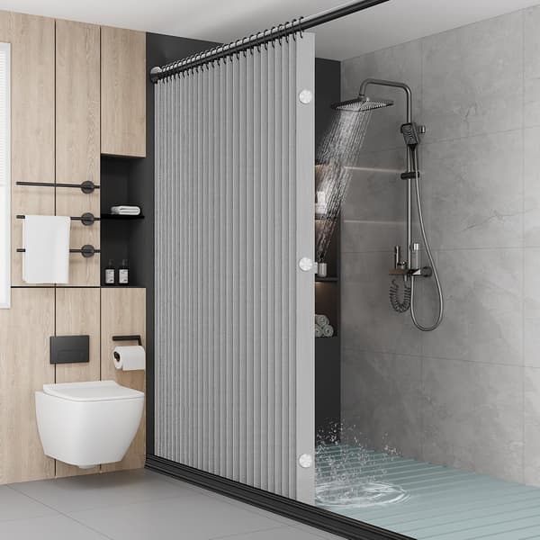 Baderom Magnetisk Sammenleggbart Dusjforheng, Egnet for Dusjrom, Badekar, Hotell eller Leiligheter (Grå, B:180*H200cm)
