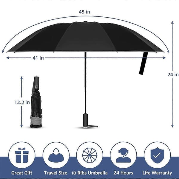 2-pack Travel Umbrella, Unbreakable Umbrella with 10 RIBS, Windproof Umbrellas for Rain & Sun, Automatic