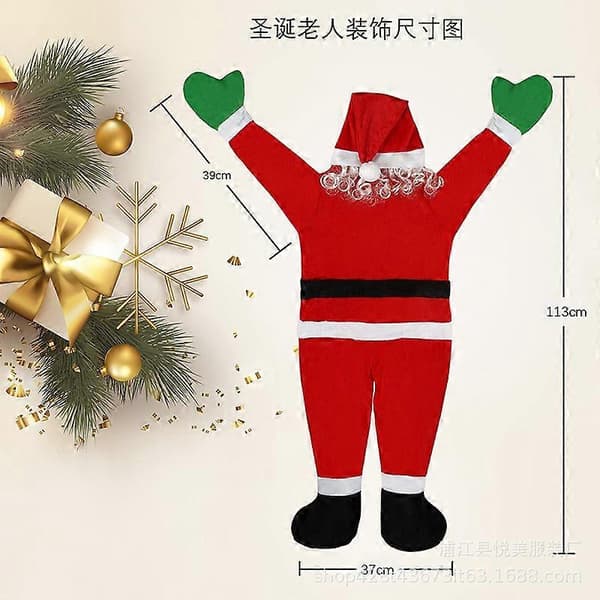 5.5ft Large Hanging Santa Claus Decoration, (5.5ft(170cm)) Red