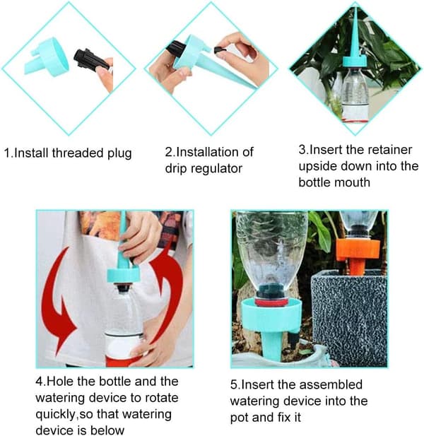 6 droppbevattningskit automatisk växtbevattning automatiska DIY-växtsprinklers