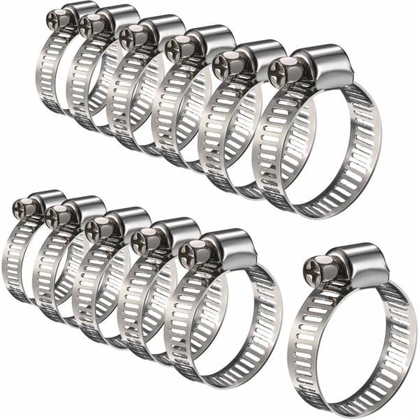 12 stk. (6-12 (8mm)) Justerbar slangeklemme i rustfrit stål