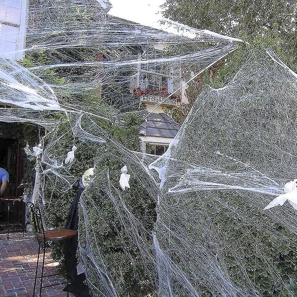 Spöklik spindel Halloween-dekoration spindelnät med 30 spindlar