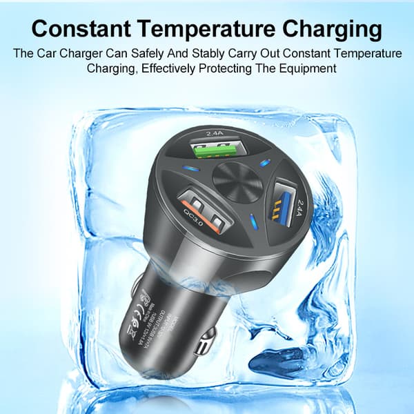 20W USB-C biloplader hurtigopladningsadapter med kabel kompatibel til Android Samsung smartphones 3-port sort