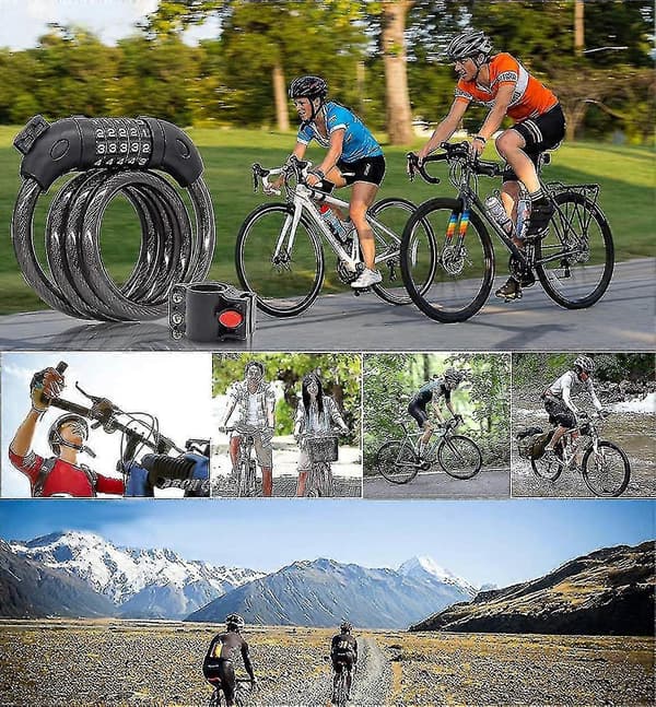 Bike Cable Lock, Code Lock, 1.2 Meter High Hardness Steel Cable Password