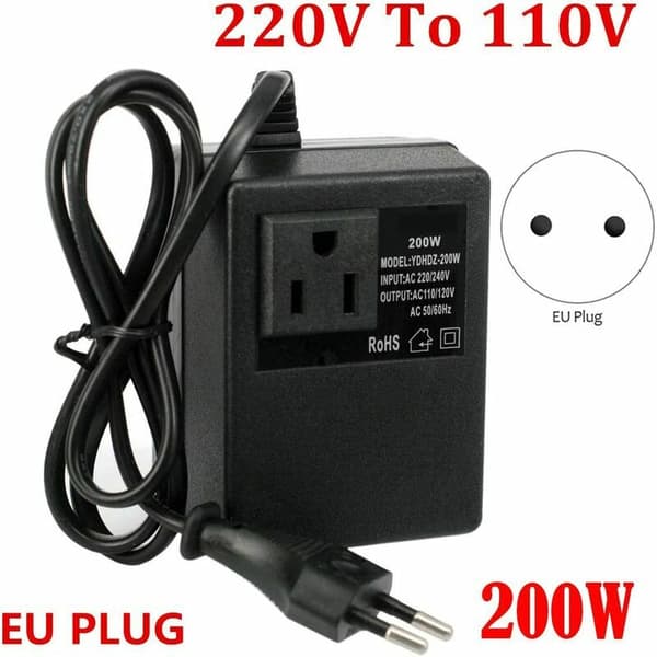 DC-spenning: 200W Transformator: 220V til 110V Europeisk plugg