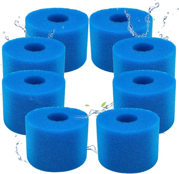 (8-pack) Set med 8 skumpoolfilter för Intex Typ S1 - Skumfilter för spa, pool - Återanvändbara och tvättbara