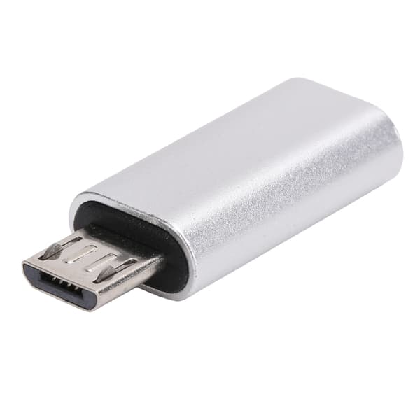 TypeC Adapter Konverter Hun til Micro Han Mobiltelefon Datalinje USB Opladning (Sølv)
