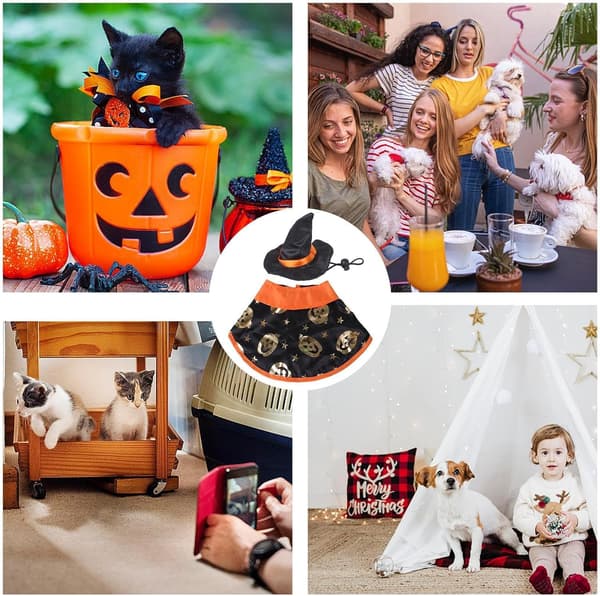 Halloween-kostume, heksehue, åndbar, kasket sæt -