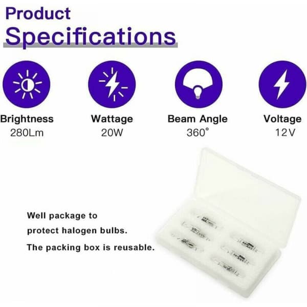 12-pack G4 Halogenlampor 20W 12V 2800K 2-stift för Köksfläkt, Kök, Vardagsrum, Sovrum