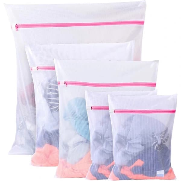 /EA/(1XL+2L+2M) 5-pak vaskeposer, vaskeposer, vaskenet, mesh vaskepose til undertøj, bluse, strømper, lingeri