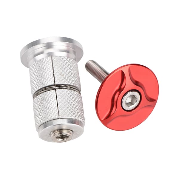 Stem Top Cap Bicycle Fork Expander Bolt in Aluminum Alloy 1/1.25 inch (Red)