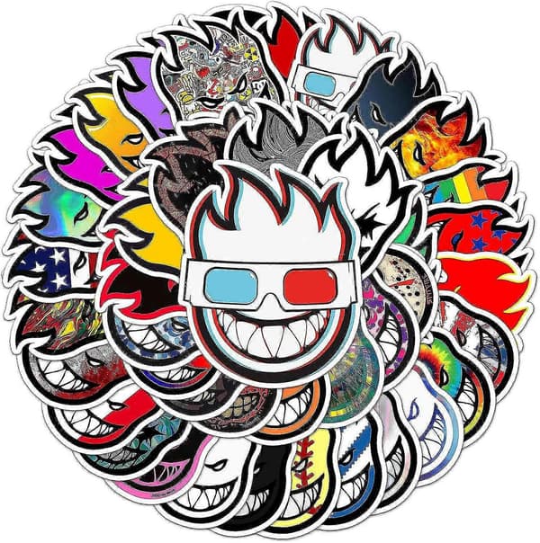 50 kpl Cool Spitfire Värikkäitä Fire Man Doodle Vedenpitäviä Tarroja, Söpöjä Hauskoja Trendikkäitä Värikkäitä Tarroja