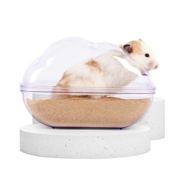 Hamstersandbad, Transparent Hamstersandbad med Skyffel, Bur