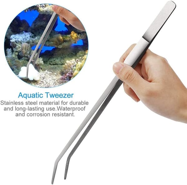4 Pcs Stainless Steel Aquarium Tools Tweezers Scissors Spatula