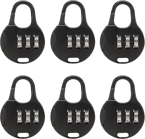 6-digit mini combination lock, 3-digit mini combination padlock, resettable mini combination padlock, for suitcases, lockers, stationery Locke