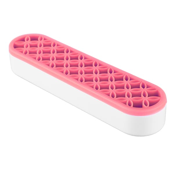 Silicone Makeup Brush Holder, Assorted Compartments, Lightweight, Durable, Stable Brush Storage Rack for Bedroom, Office Desk, Pink