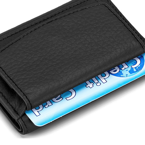 Mini plånbok plånböcker, herr plånbok gjord av äkta läder black
