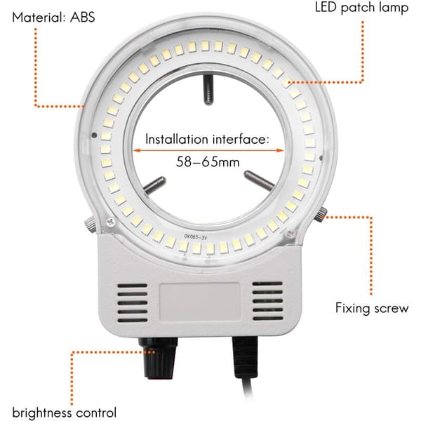 48 LED industriel mikroskopkamera lyskilde ringlampe lys belysning lampe justerbar lysstyrke USB-interface