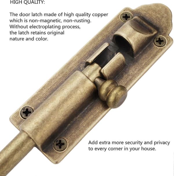Heavy Duty Cane Bolts, Garage Bolts 10\", Extra Long Solid Bronze Slide Bolts (FMY)