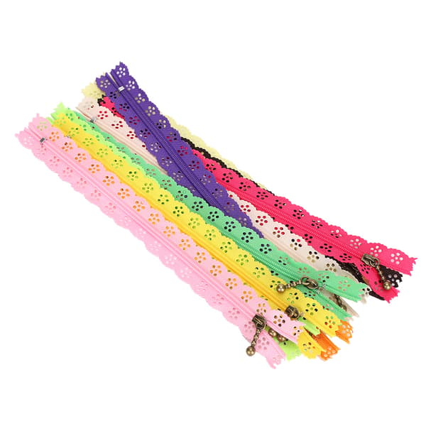10 pcs Lace Zipper Mixed Style Bud Silk Shape No. 3 Nylon Sewing Clothing Accessories 20 cm