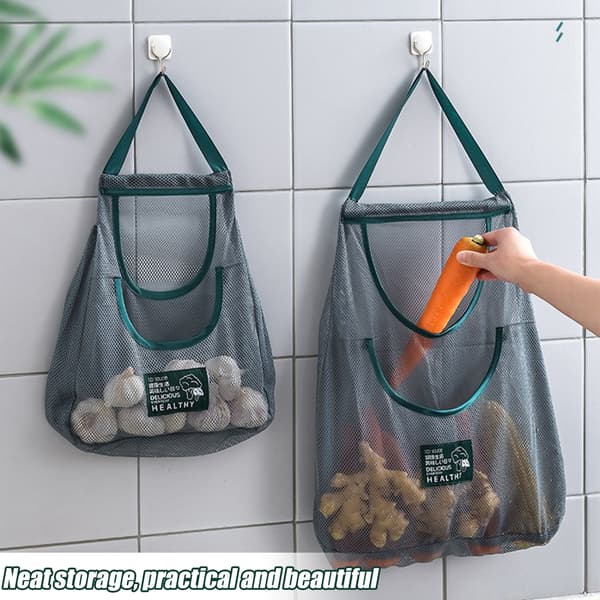 Hanging Vegetables & Fruit Storage Bags for Kitchen Breathable Reusable Mesh One Size One Size