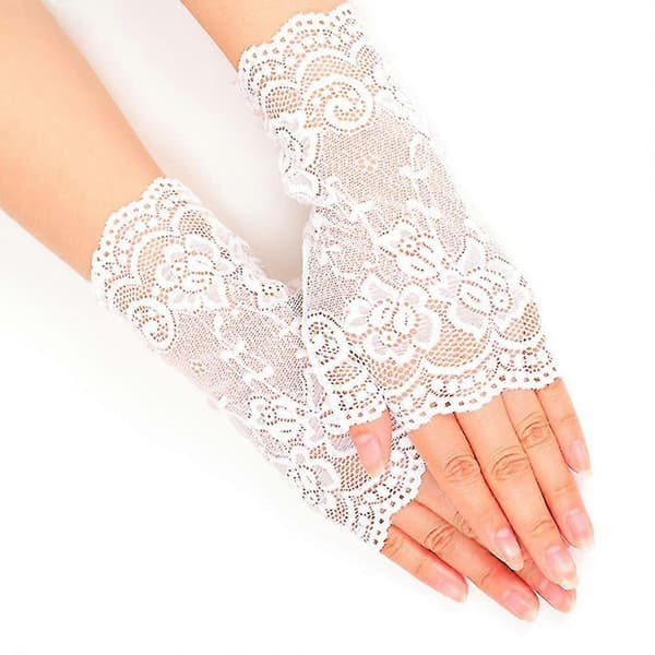 Spetshandskar Spets Blomhandskar Solskydd Handskydd Halvfingerhandskar Aprikos