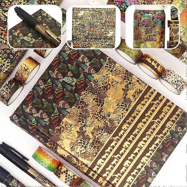 12 Rolls Washi Tape Animal Pattern Decorative Masking Tape for Art Packaging