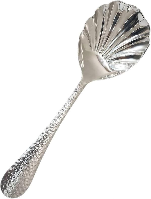 Spoon with Shell Design and Elegant Hammered Texture, Eco-Friendly for Soup, Dessert, Porridge (FMY)