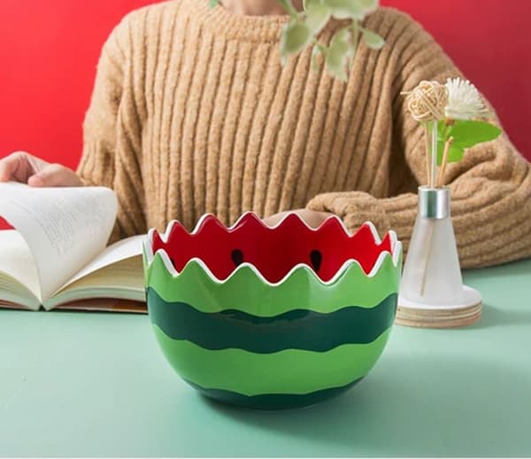 Vattenmelonsalladsskål Dessert Keramisk Nudelsoppskål, 6,4 tum -