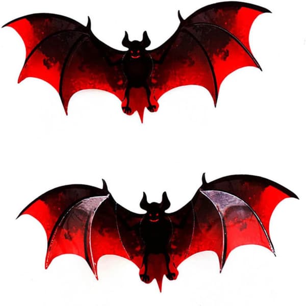 12 fargerike 3D-flaggermus Halloween-klistremerker